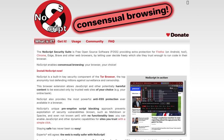 Captura de pantalla de noscript.net