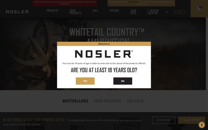 Screenshot of nosler.com