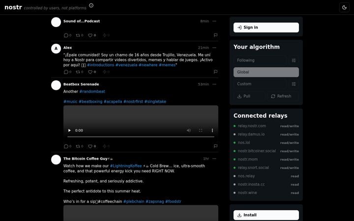 Screenshot of nostr.com