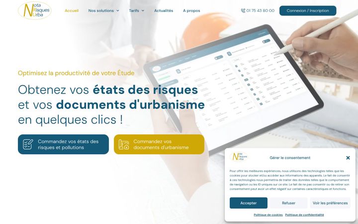 Screenshot of nota-risques-urba.fr