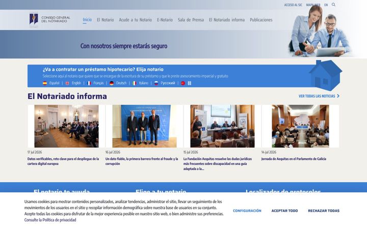 Screenshot of notariado.org