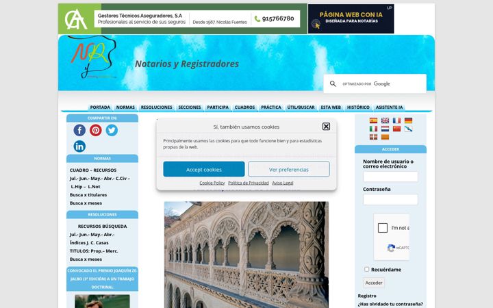 Screenshot of notariosyregistradores.com