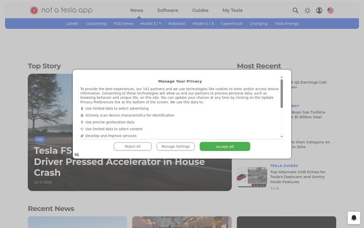 Snímek obrazovky notateslaapp.com