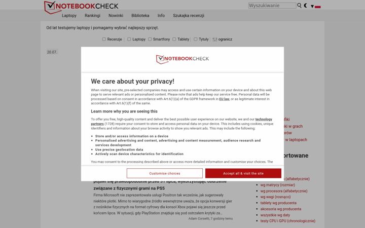 Screenshot of notebookcheck.pl