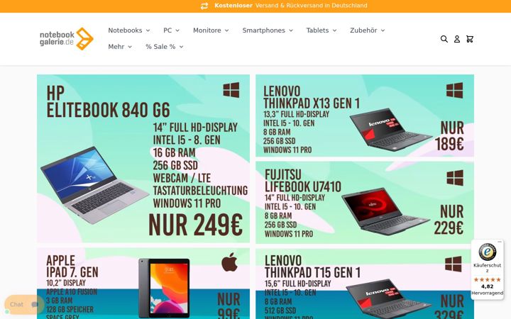 Screenshot of notebookgalerie.de