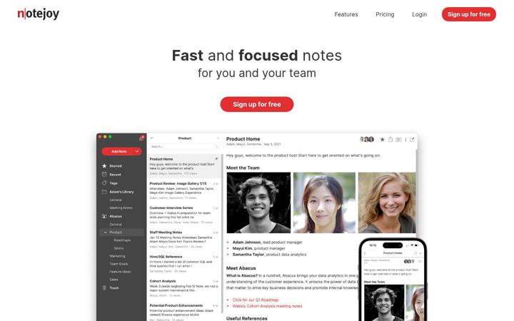 Zrzut ekranu notejoy.com