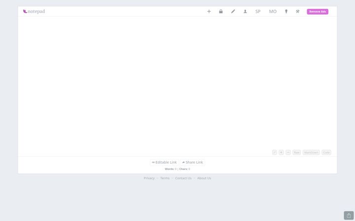 Screenshot von notepad.pw