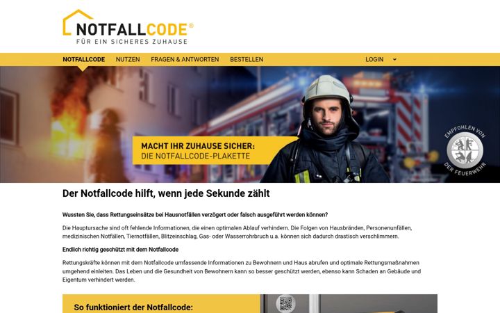 Captura de ecrã de notfallcode.de
