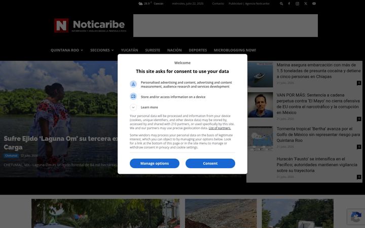 Screenshot of noticaribe.com.mx