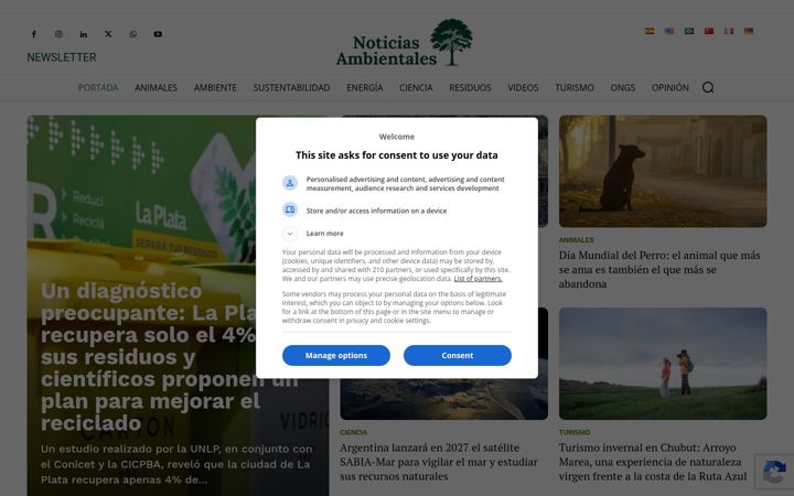 Screenshot von noticiasambientales.com