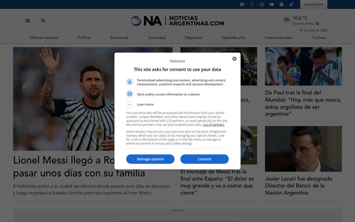 Screenshot of noticiasargentinas.com