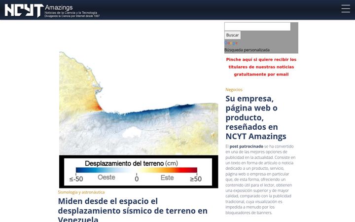Screenshot of noticiasdelaciencia.com