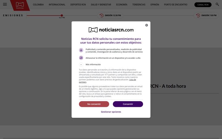 Screenshot of noticiasrcn.com