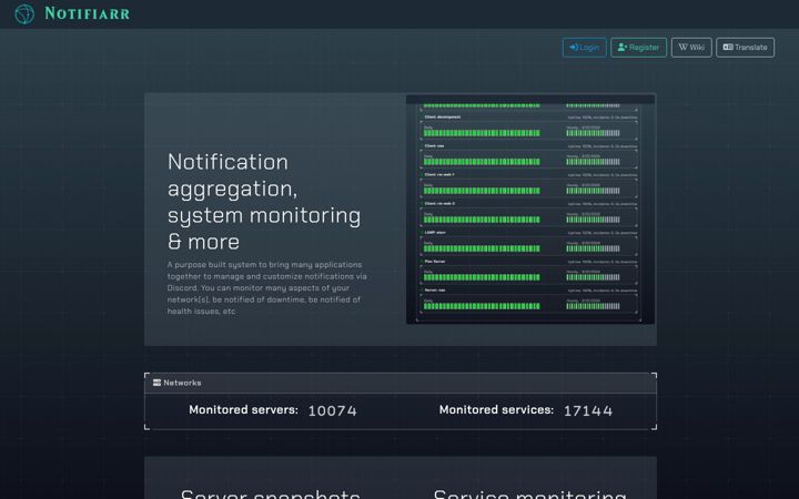 Screenshot του notifiarr.com