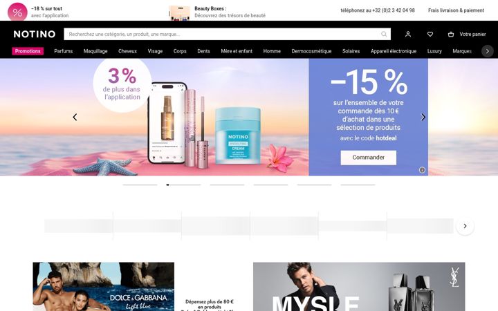 Screenshot of notino.be