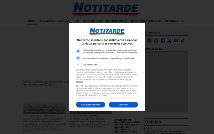 Screenshot of notitarde.com.ve