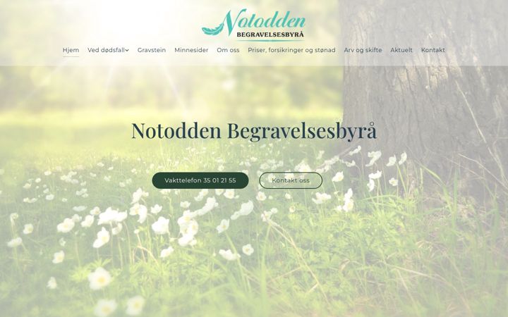 Screenshot of notodden-begravelsesbyra.no