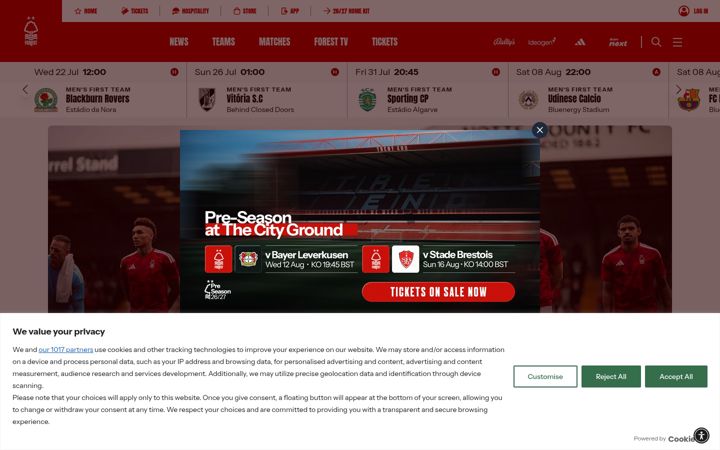 Screenshot of nottinghamforest.co.uk