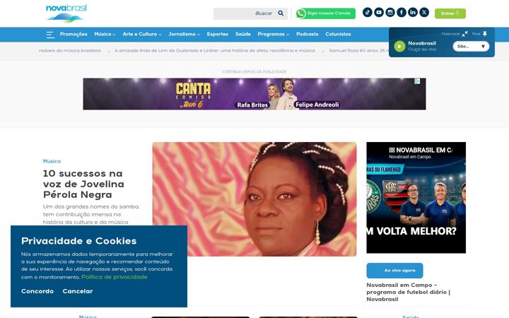 Skærmbillede af novabrasilfm.com.br