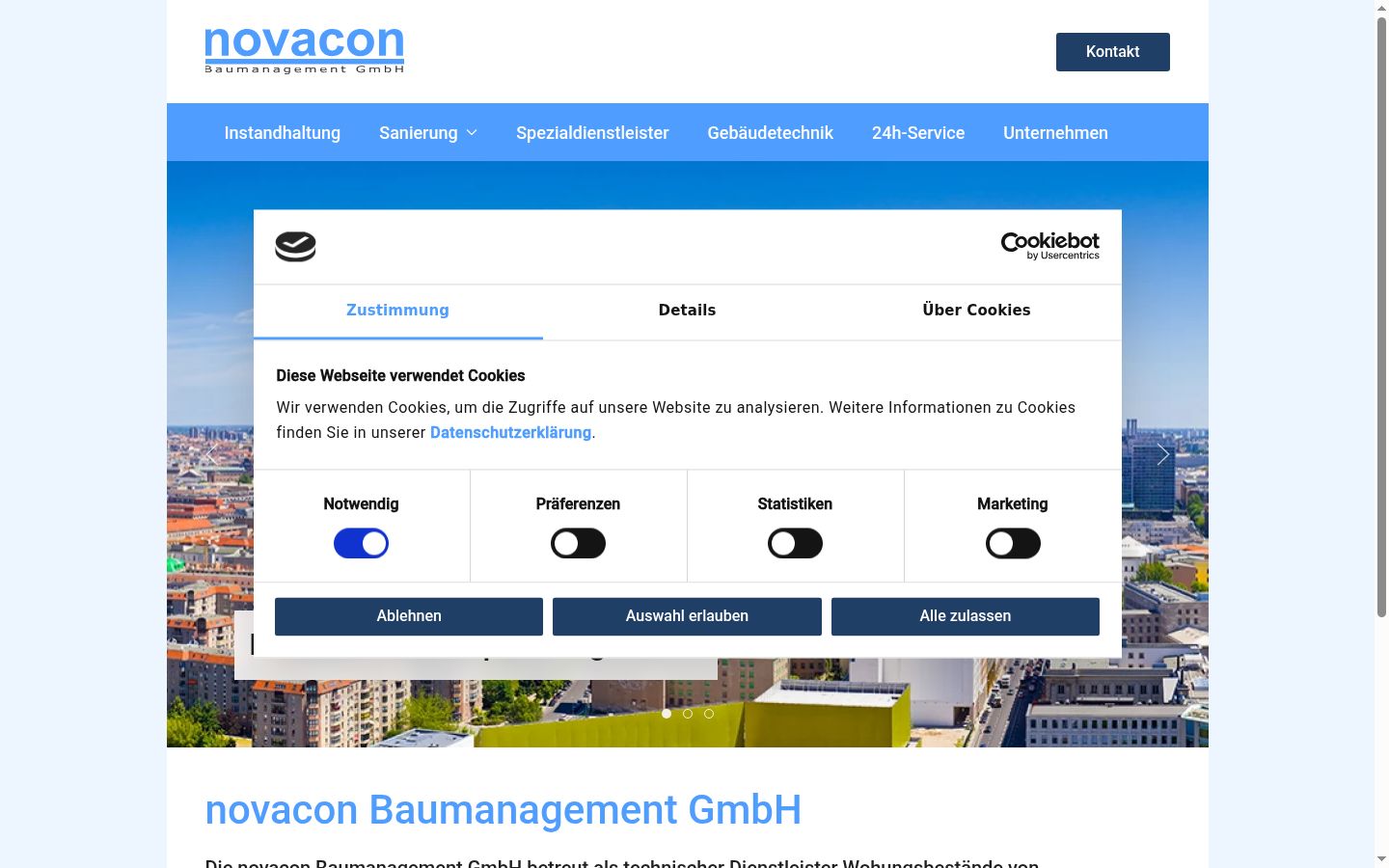 Capture d'écran de la bannière de consentement affichée avant toute interaction