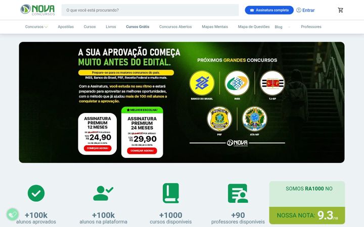 Screenshot von novaconcursos.com.br