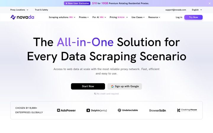 Screenshot of novada.com