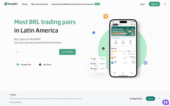 Screenshot of novadax.com