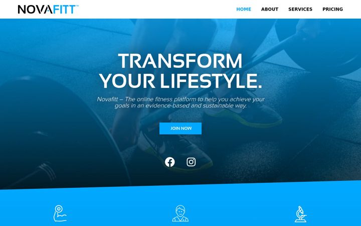 Screenshot van novafitt.co.uk