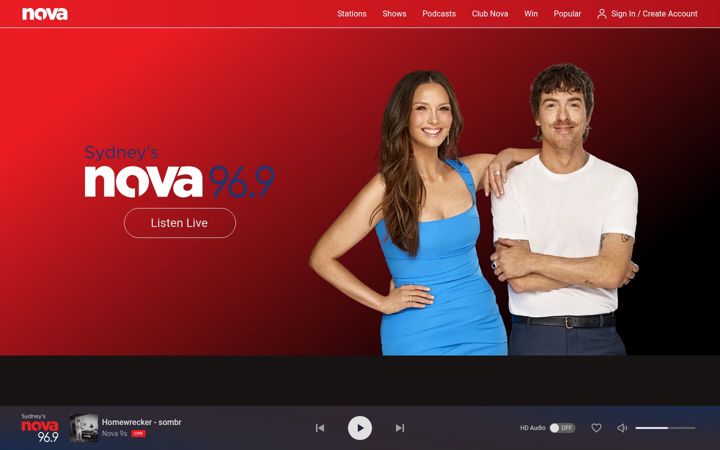 Screenshot of novafm.com.au