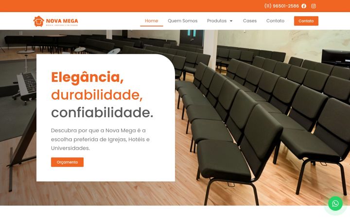 Screenshot of novamegacadeiras.com.br