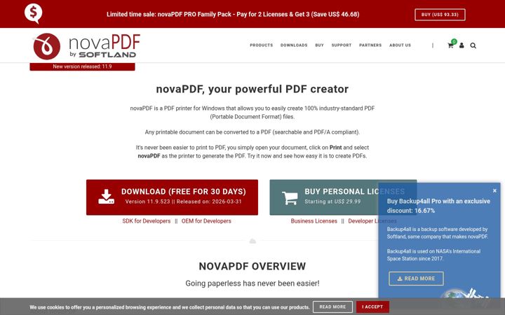 Screenshot of novapdf.com
