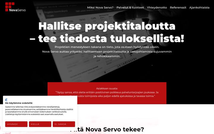 Screenshot van novaservo.fi