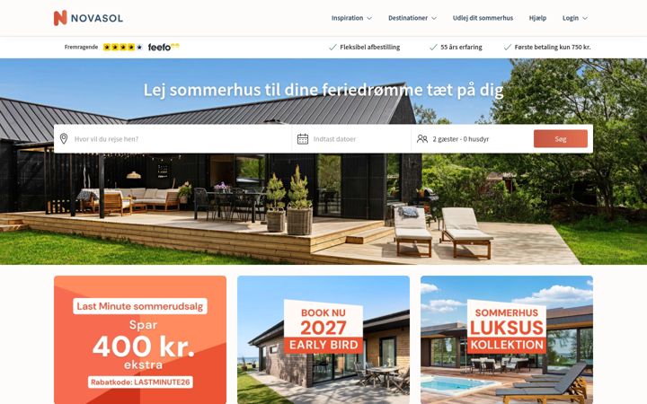 Screenshot of novasol.dk