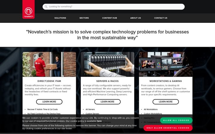 Екранна снимка на novatech.co.uk