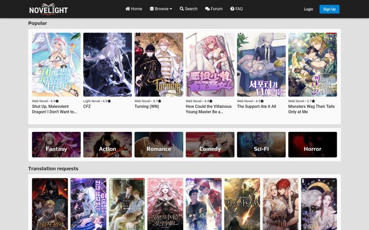 Screenshot of novelight.net