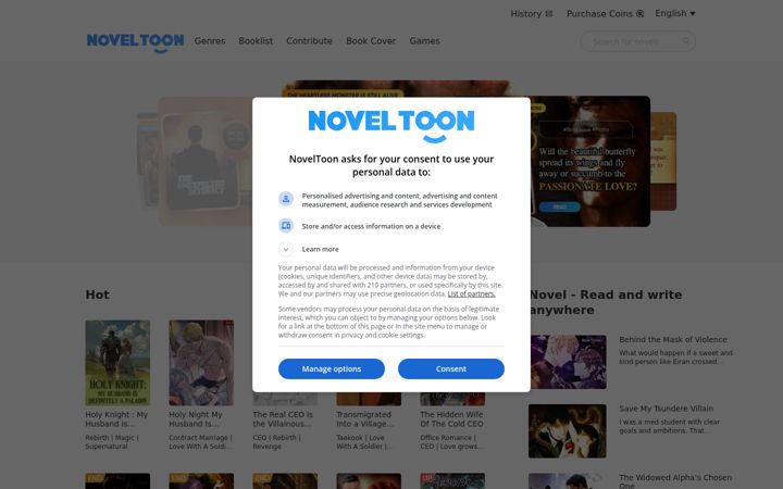 Screenshot of noveltoon.mobi