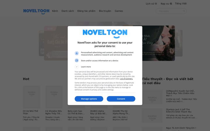 Screenshot of noveltoon.vn