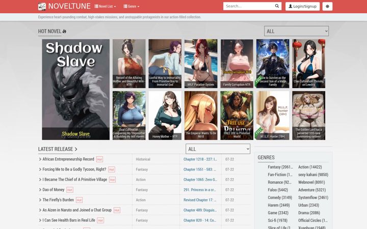Screenshot of noveltune.net