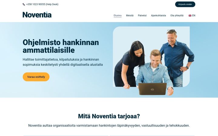 Posnetek zaslona noventia.fi