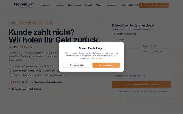 Screenshot του noventum-inkassodienst.de