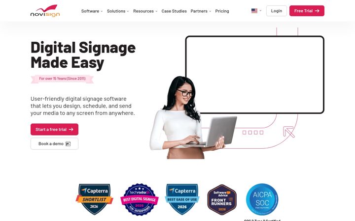 Screenshot of novisign.com
