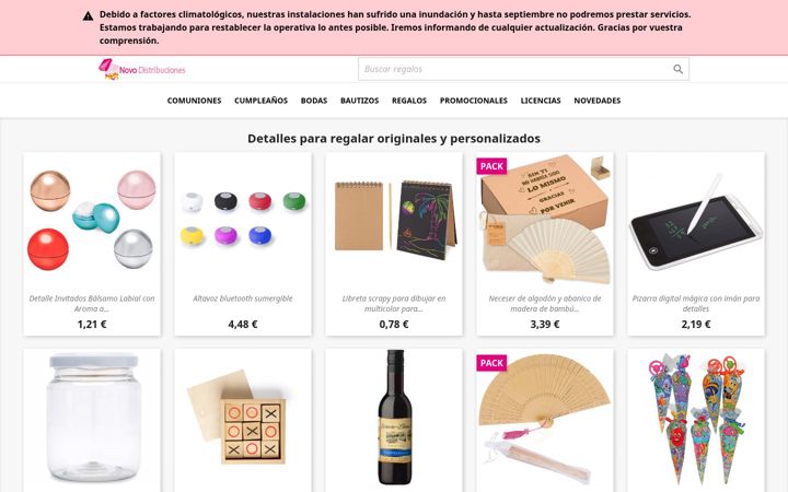 Captura de pantalla de novodistribuciones.com