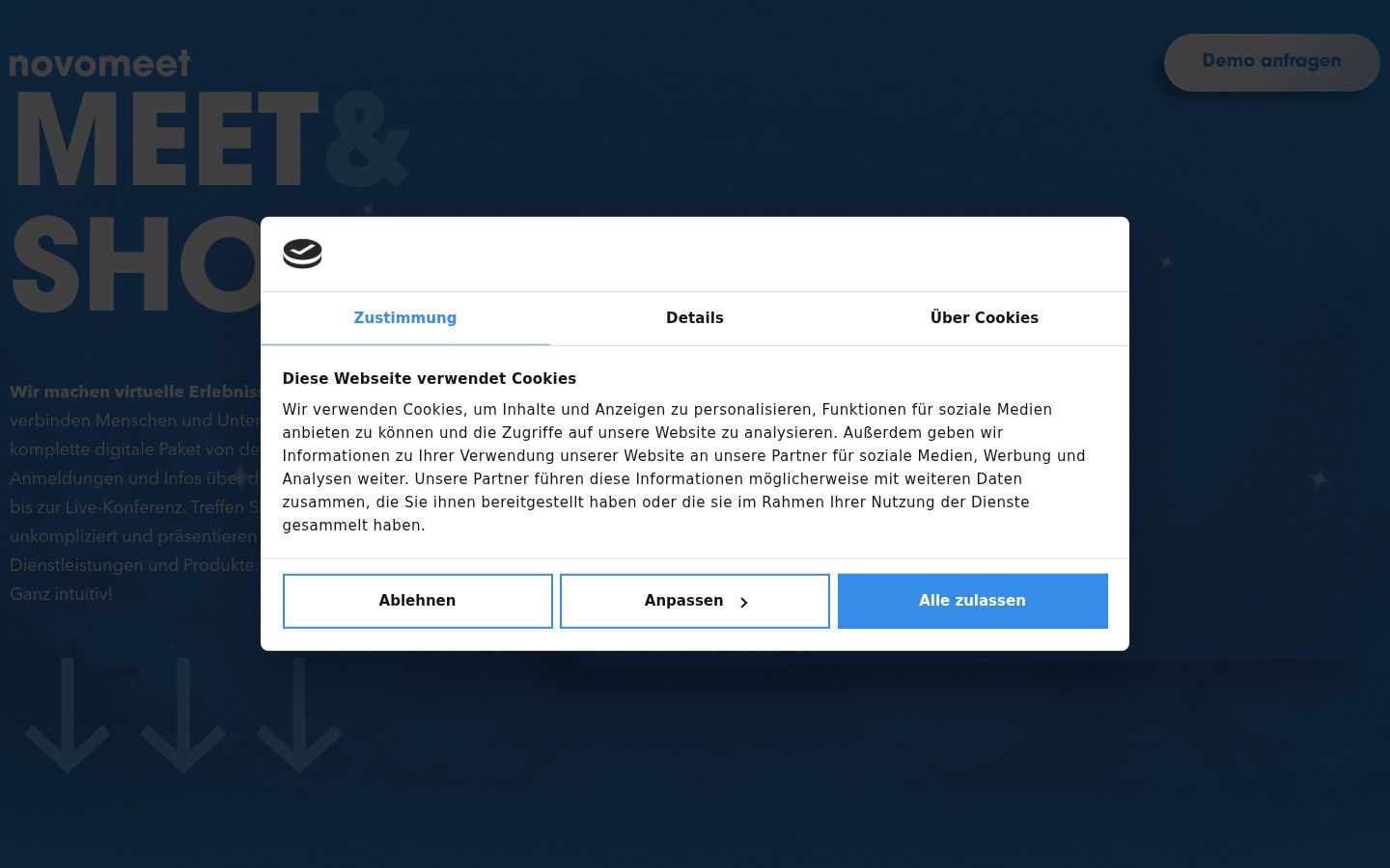 Capture d'écran de la bannière de consentement affichée avant toute interaction