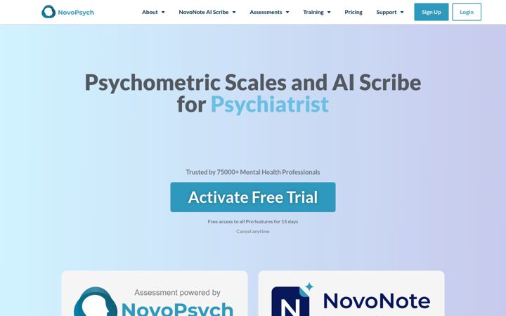 Screenshot of novopsych.com
