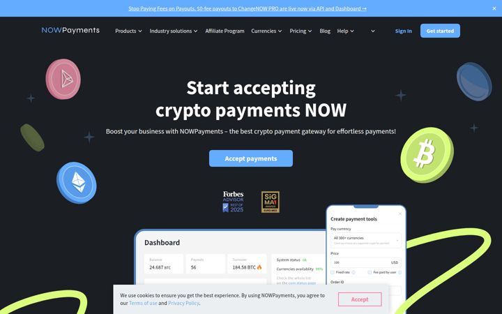 Screenshot of nowpayments.io