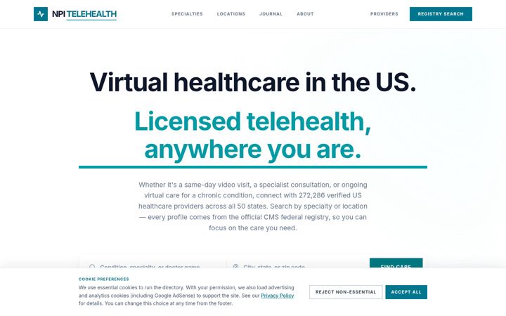 Screenshot of npitelehealth.com