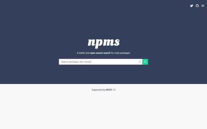 Screenshot of npms.io