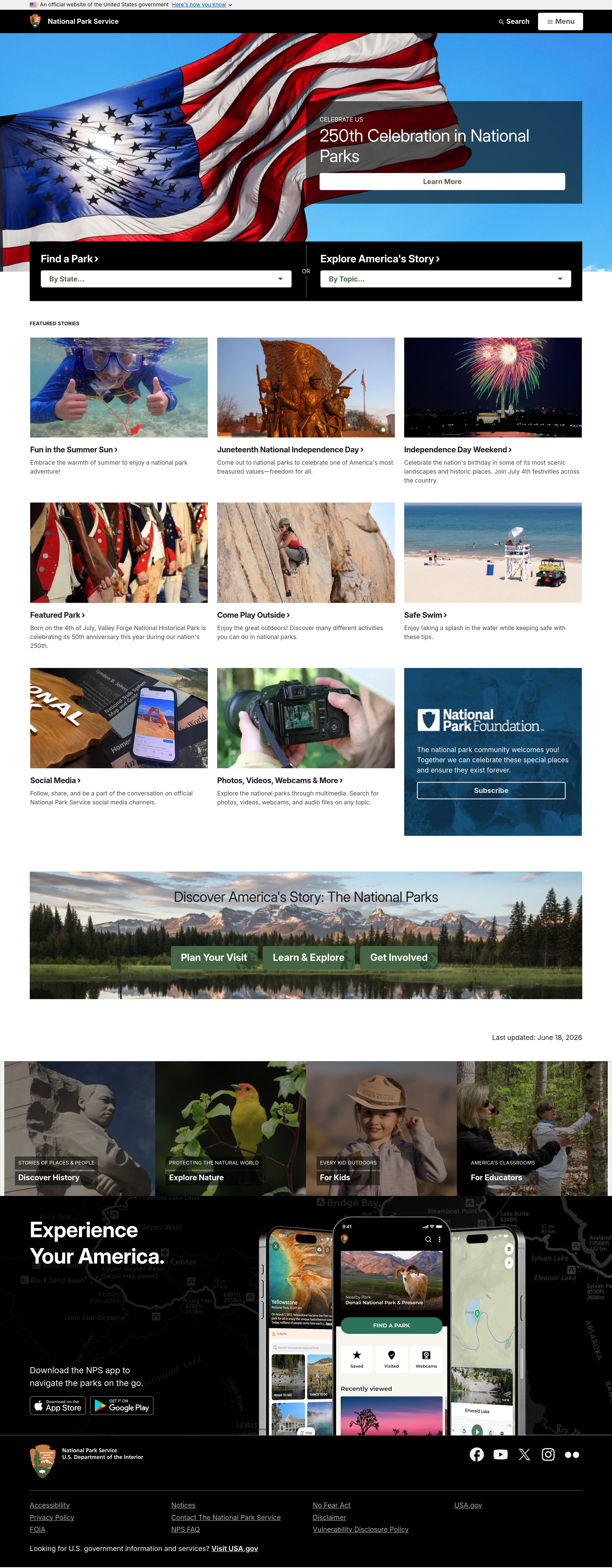Screenshot of nps.gov