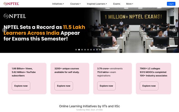 Screenshot of nptel.ac.in