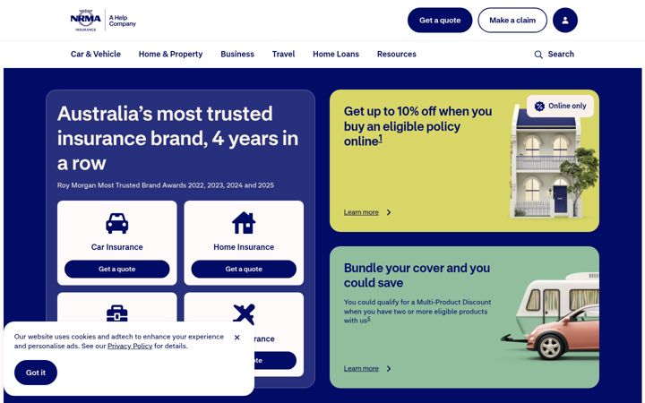 Screenshot of nrma.com.au